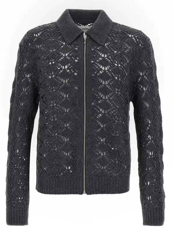 Openwork Wool Cardigan Sweaters And Cardigans Gray - Jil Sander