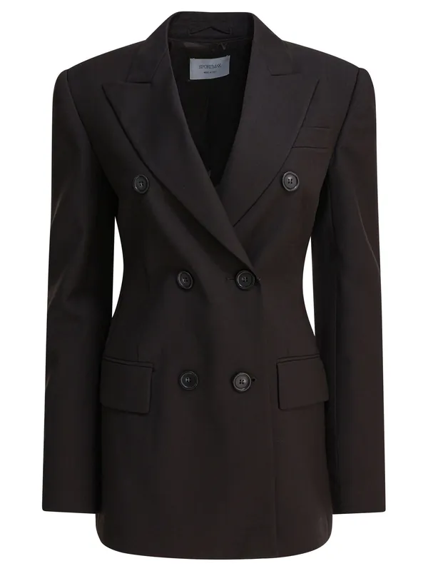 Double-Breasted Wool Blazer Jackets And Coats Brown
