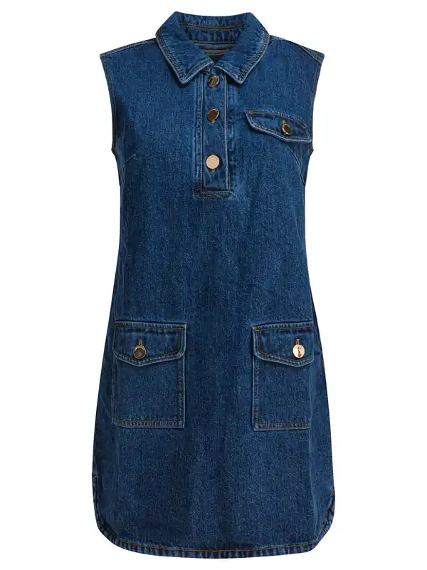 Short Denim Dress Dresses Blue - Self-Portrait