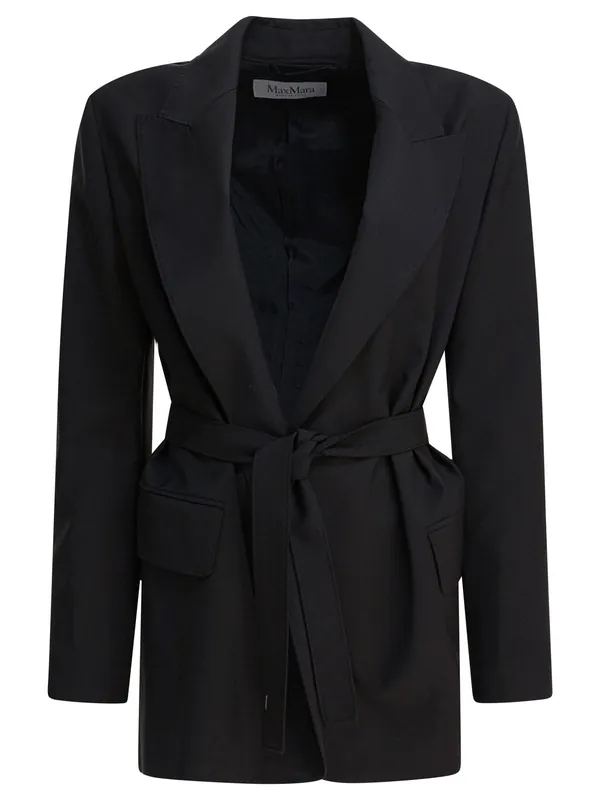 Wool Canvas Blazer Jackets And Coats Black - Max Mara