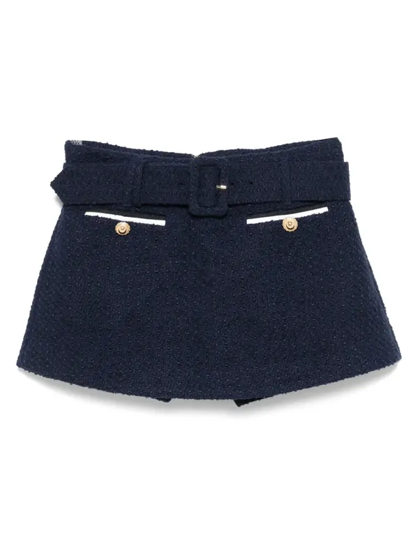 Bouclé Mini Skirt With Shorts - Self-Portrait