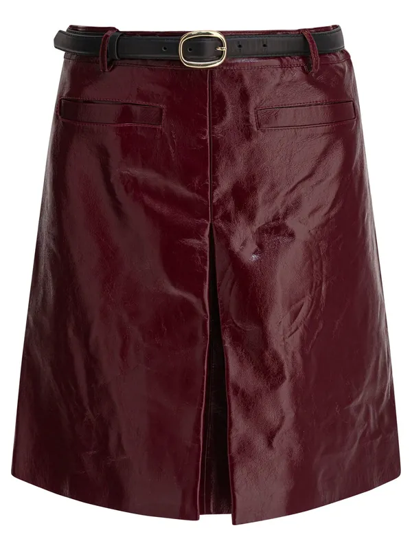 Leather Miniskirt Skirts Bordeaux - Self-Portrait