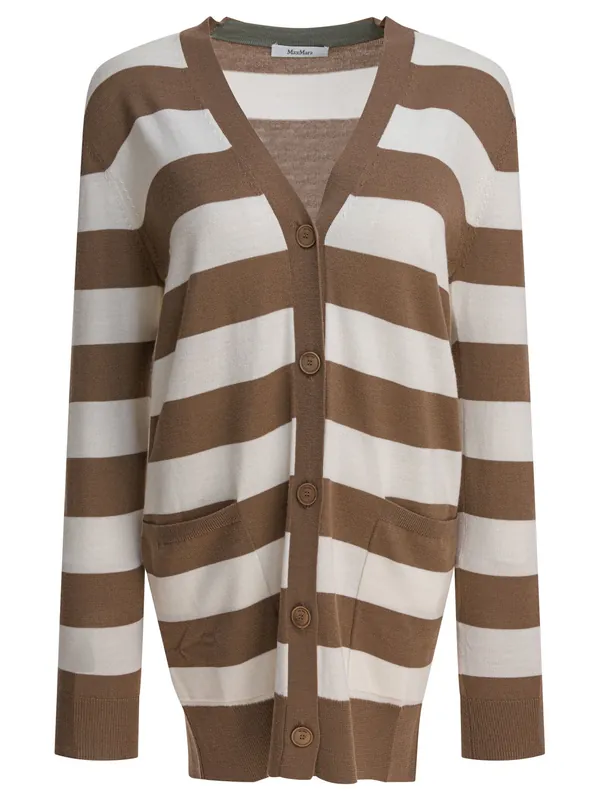 Cardigan With 1951 Lettering Knitwear Brown - Max Mara