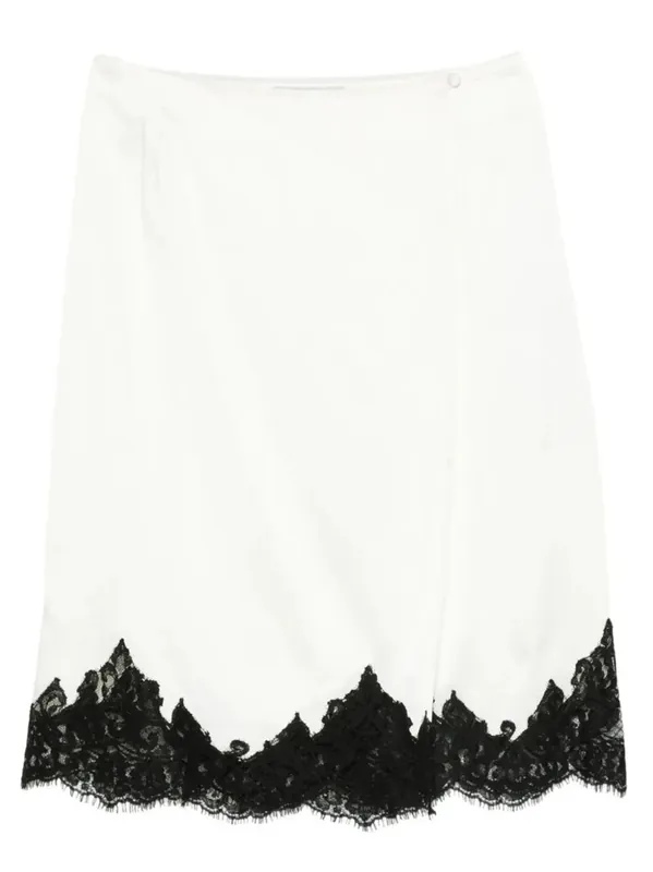 Jupe Midi En Satin Avec Dentelle - Stella McCartney