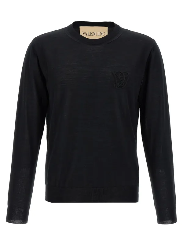 Valentino Garavani Logo Embroidery Sweater Sweaters And Cardigans Black