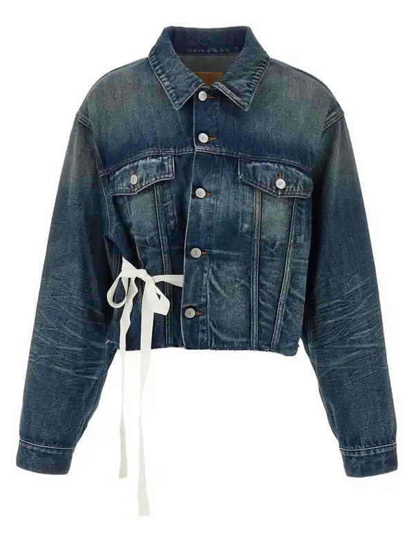 Tape Denim Jacket Puffer Jackets Blue - MM6 Maison Margiela