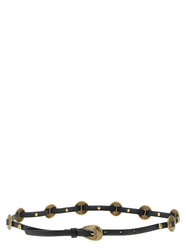 Engraved Plaque Belt Belts Black - Pinko