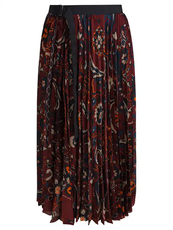 Floral Print Skirt Skirts Bordeaux - Sacai