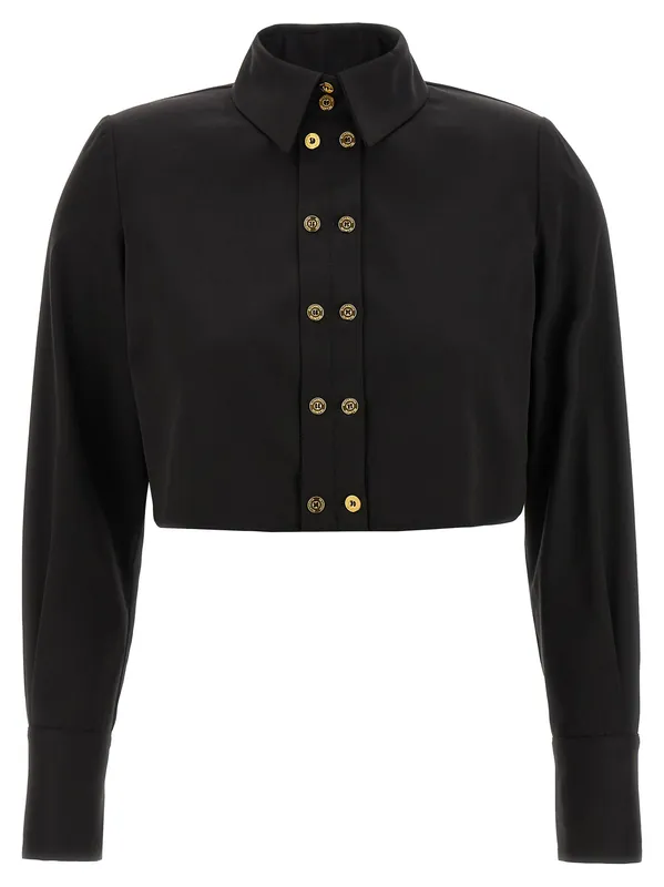 Cropped Shirt Shirt And Blouse Black - Elisabetta Franchi