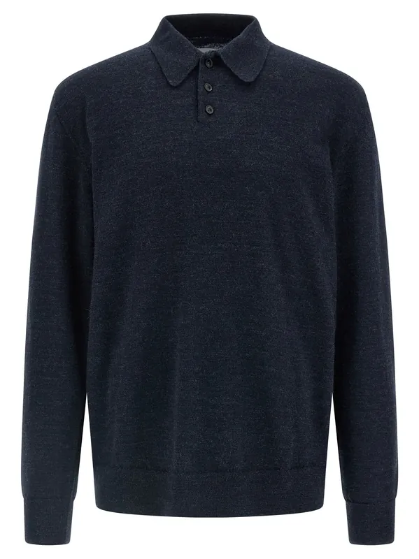 Suede Patch Shirt Polo Blue - Maison Margiela