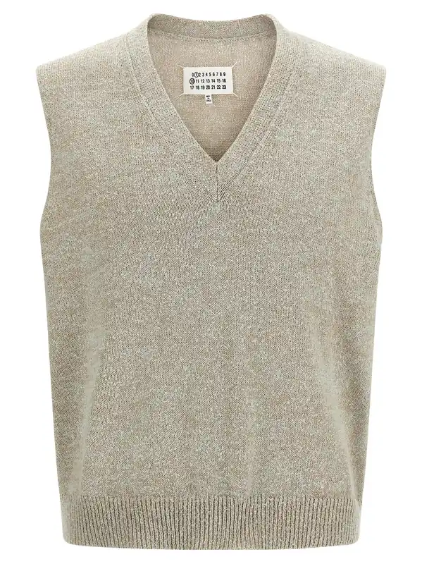 Bouclé Knit Vest Gilet Beige - Maison Margiela