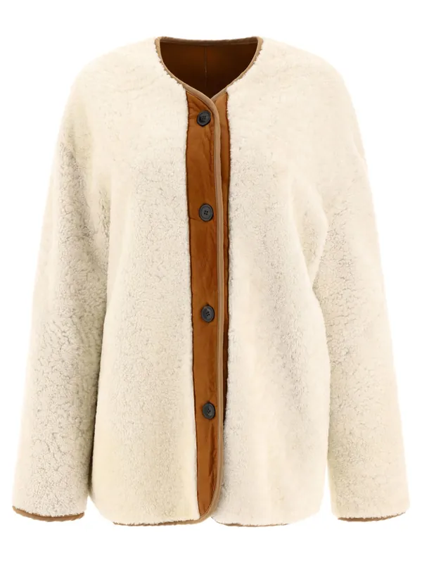 Reversible Shearling Jacket Jackets And Coats White - Giovi