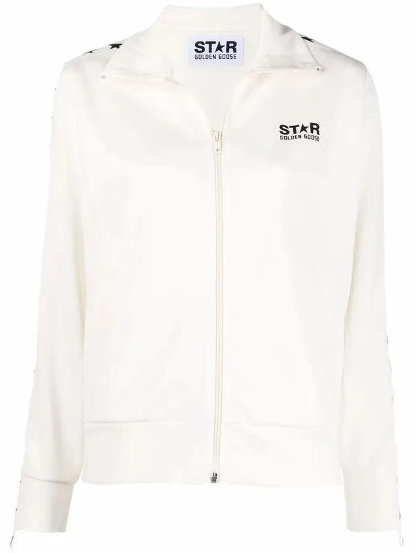Zipped Sweatshirt With Grosgrain Strip And Stars - Golden Goose