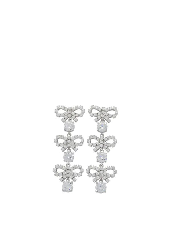 Drop Earrings With Bows Jewels Silver - Self-Portrait