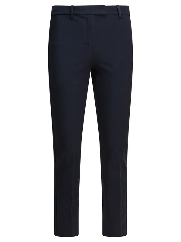 Stretch Cotton Blend Pants Trousers Blue - Max Mara S