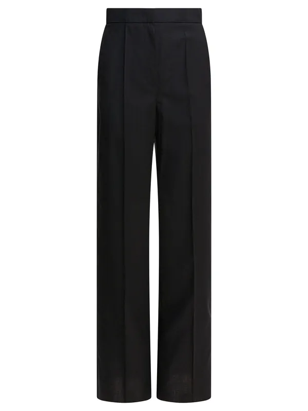 Light Wool Straight Trousers Black - Max Mara