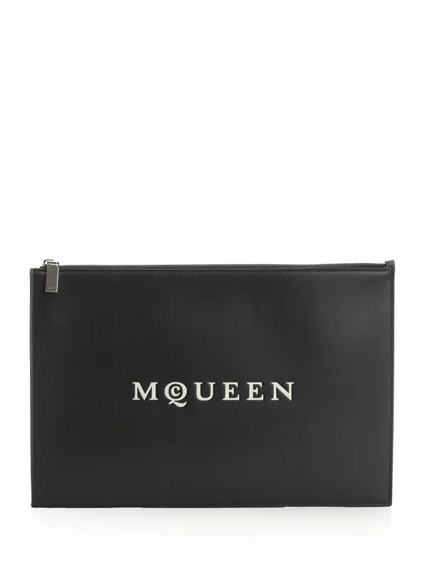 Mcqueen Black Leather Clutch Small Leather Goods Black - Alexander McQueen