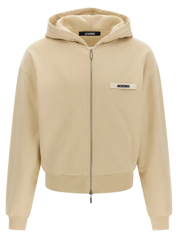 Le Hoodie Grip Gros Grain Sweatshirt Beige - Jacquemus