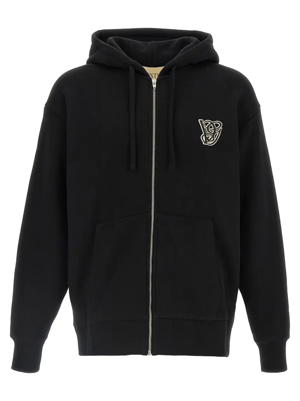 Valentino Garavani Hoodie Vg Patch Sweatshirt Black