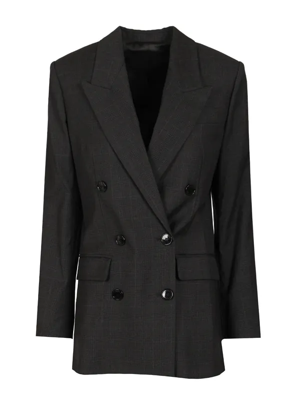 Jevima Wool Prince Of Wales Suit Jacket Jackets Grey - Isabel Marant