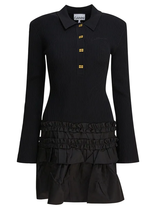 Flared Dress Dresses Black - Ganni