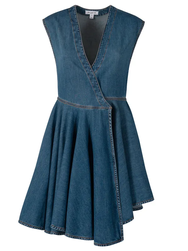 Deep Stone Denim Wrap Dress - Alaïa