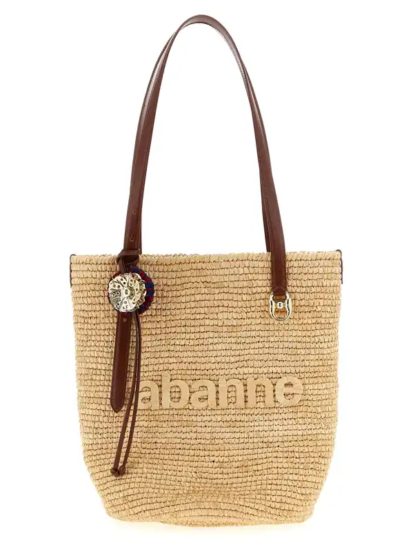 Natural Raffia Tote Bag Beige - Rabanne