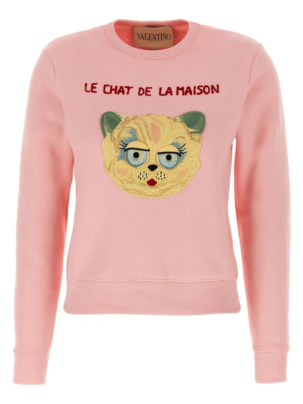 Le Chat De La Maison Sweatshirt Pink - Valentino Garavani