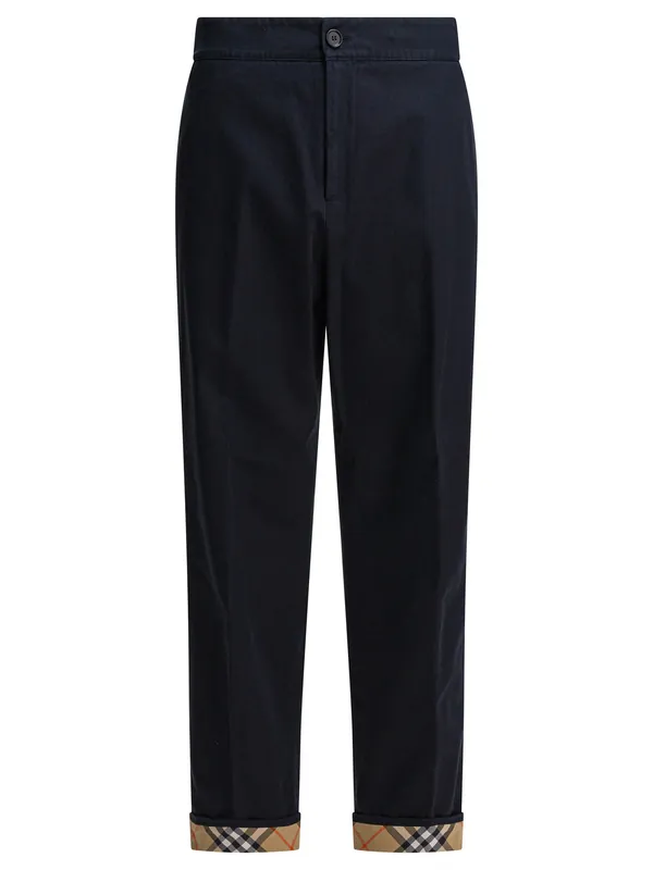 With Check Detail Trousers Black - Burberry