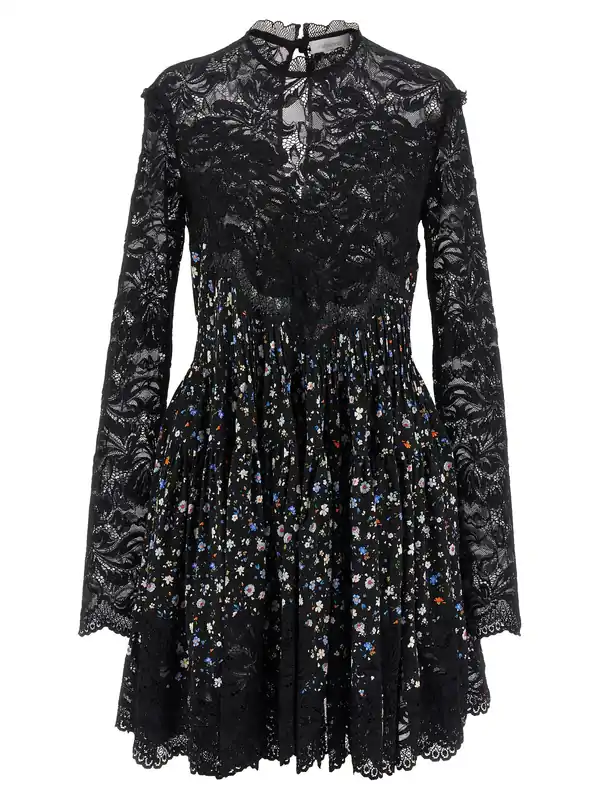 Floral Lace Dress Dresses Black - Rabanne