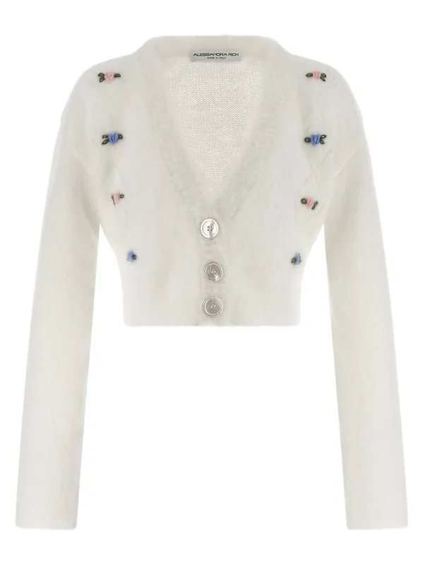 Carded Mohair Sweaters And Cardigans White - Alessandra Rich