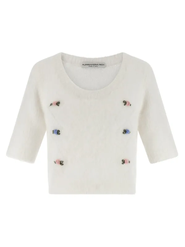 Carded Mohair Sweaters And Cardigans White - Alessandra Rich