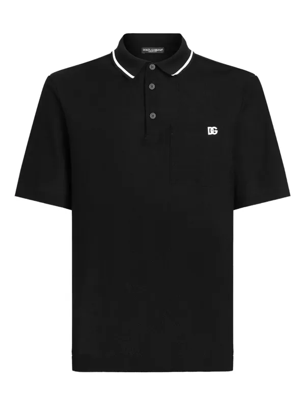 Cotton Polo Shirt With Embroidered Logo - Dolce & Gabbana