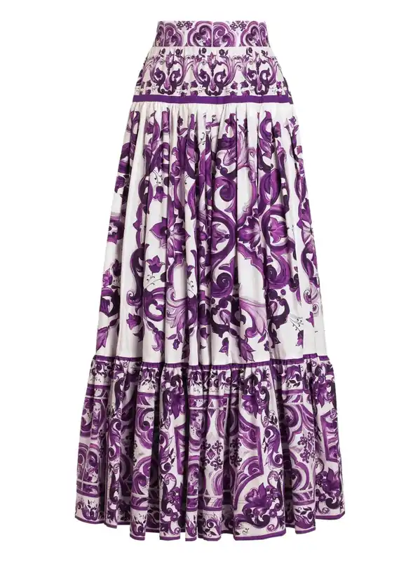 Long Skirt With Majolica Print - Dolce & Gabbana