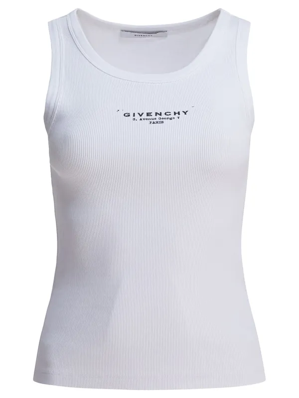 Cotton Tank Top With Logo Tops White - Givenchy