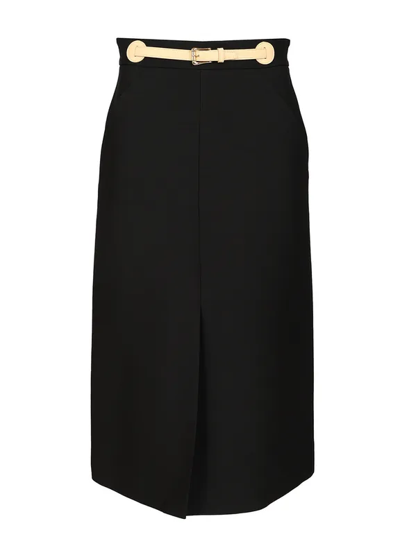 Wool And Silk Midi Skirt Skirts Black - Valentino Garavani
