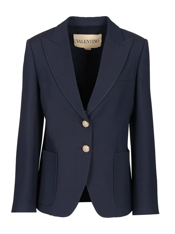 Crepe Couture Blazer Jackets Blue - Valentino Garavani