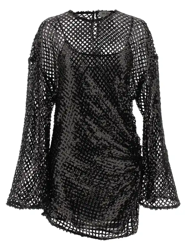 Sequin Mesh Dress Dresses Black - The Attico