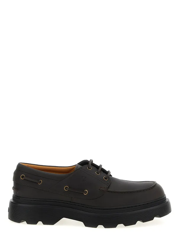 Leather Boat Shoe Loafers Brown - Tod's
