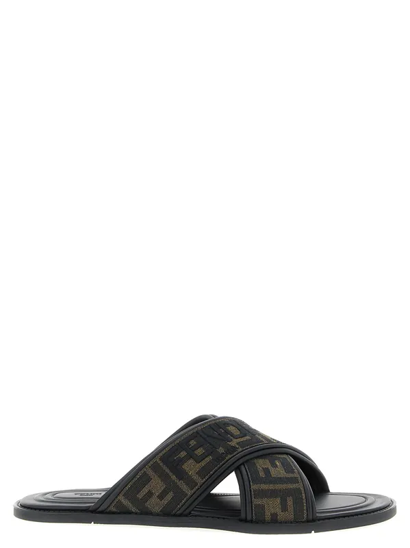 Logo Slides Sandals Black - Fendi