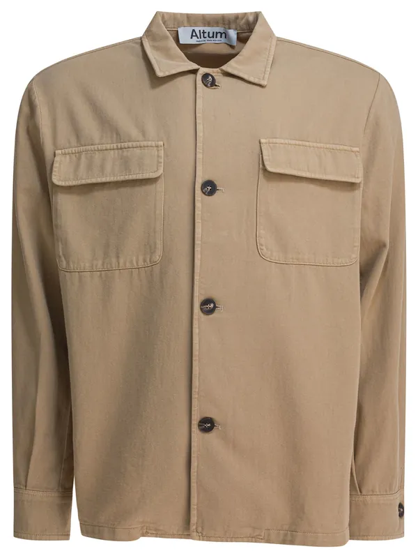 Cotton Overshirt Jacket Jackets And Coats Beige - Altum
