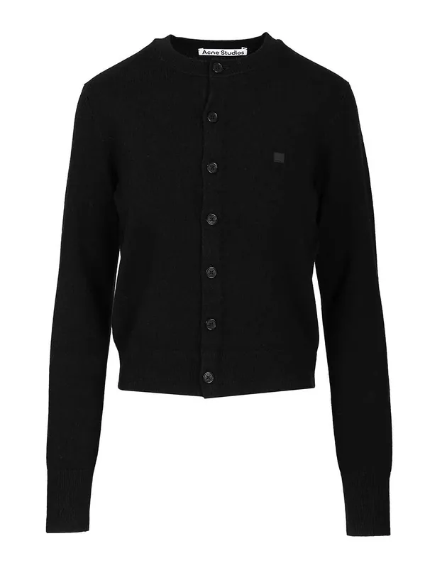 Crew Neck Wool Cardigan Knitwear Black - Acne Studios
