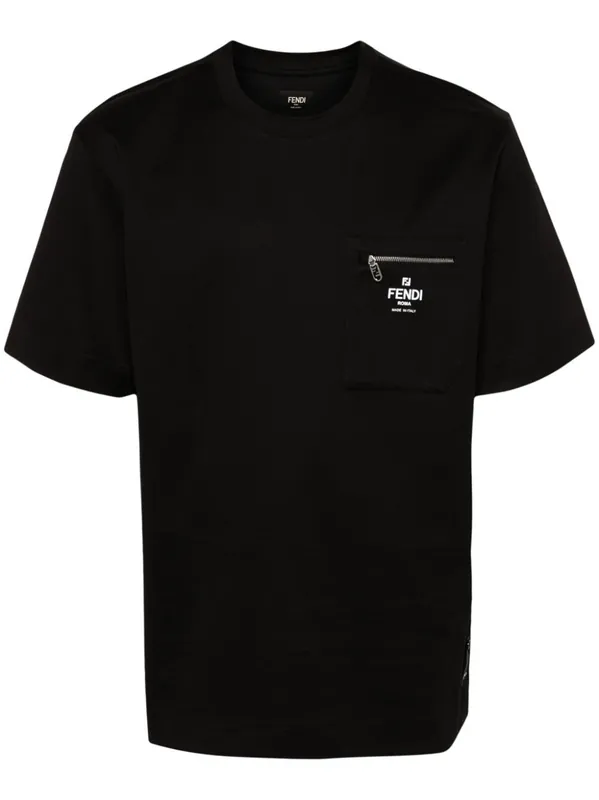 Zip-Detail Fendi Roma Cotton T-Shirt