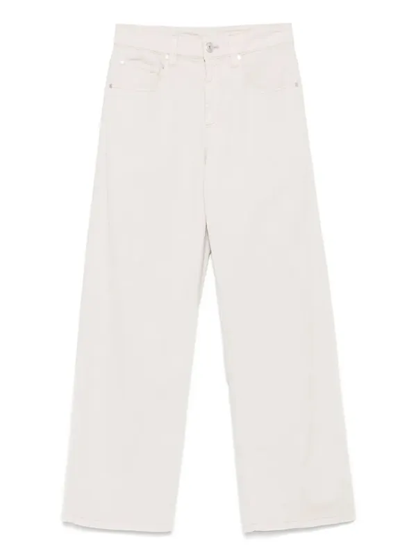 Stretch Dyed Denim Loose Barrel Jeans With Monili - Brunello Cucinelli