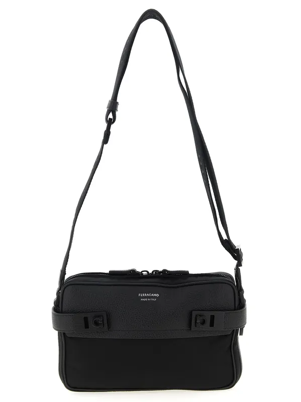 Twins Nylon Crossbody Bags Black - Ferragamo