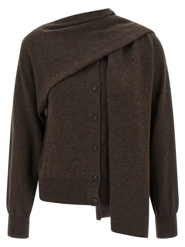 Scarf Cardigan Sweaters And Cardigans Brown - Ferragamo