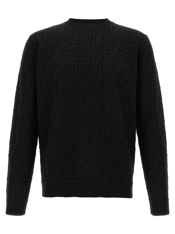 Ff Jacquard Sweater Sweaters And Cardigans Black - Fendi