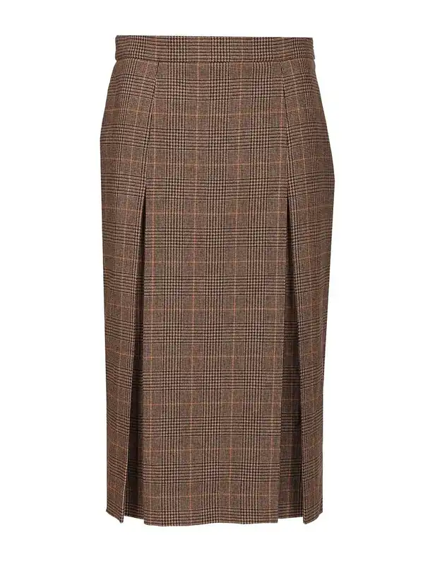 Prince Of Wales Midi Skirt Skirts Brown - Saint Laurent
