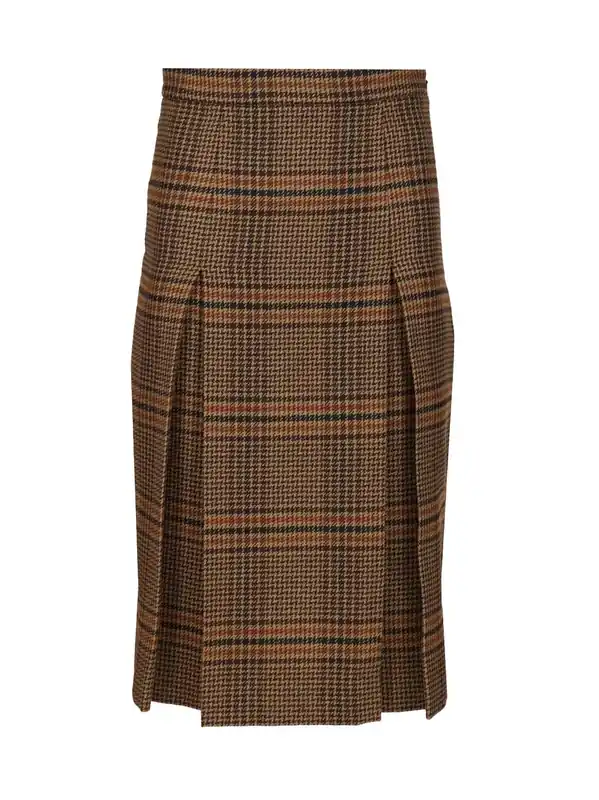 Prince Of Wales Midi Skirt Skirts Brown - Saint Laurent