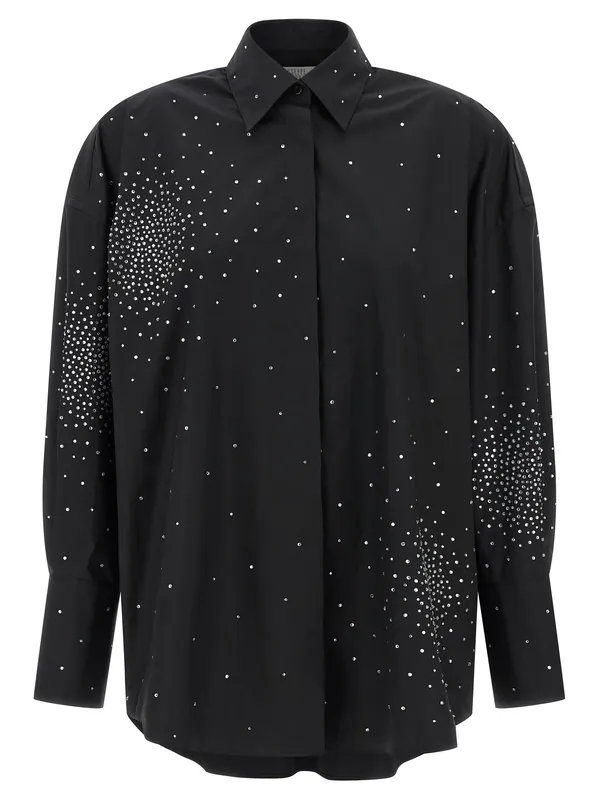 Rhinestone Shirt Shirt And Blouse Black - Giuseppe Di Morabito